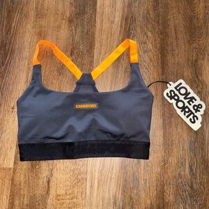 Love & Sports Gray and Orange Sports Bra
